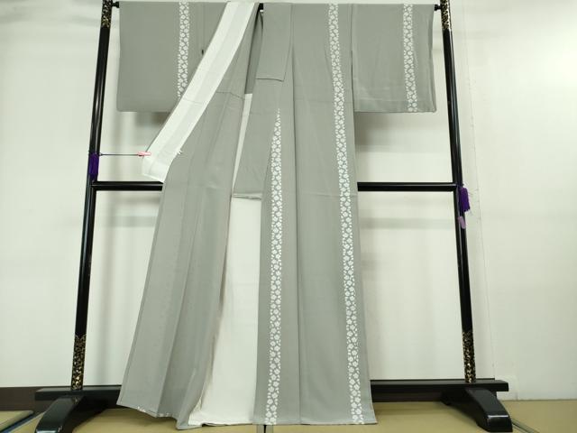 平和屋本店▽極上　小紋　単衣　花間道　桔梗鼠色地　金彩　逸品　DZAA6176kh5_1