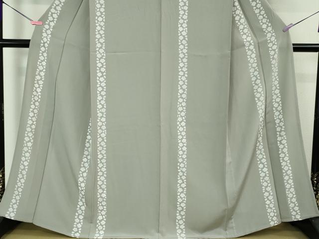 平和屋本店□極上 小紋 単衣 花間道 桔梗鼠色地 金彩