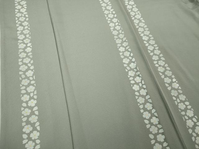 平和屋本店□極上 小紋 単衣 花間道 桔梗鼠色地 金彩