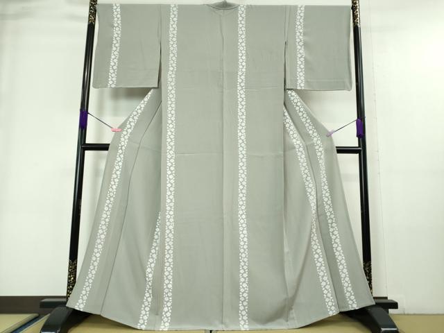 平和屋本店■極上　小紋　単衣　花間道　桔梗鼠色地　金彩　逸品　DZAA6176kh5