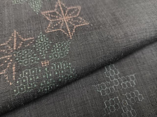 平和屋着物○結城紬 麻の葉文様 証紙付き 正絹 逸品 CAAS8471vf