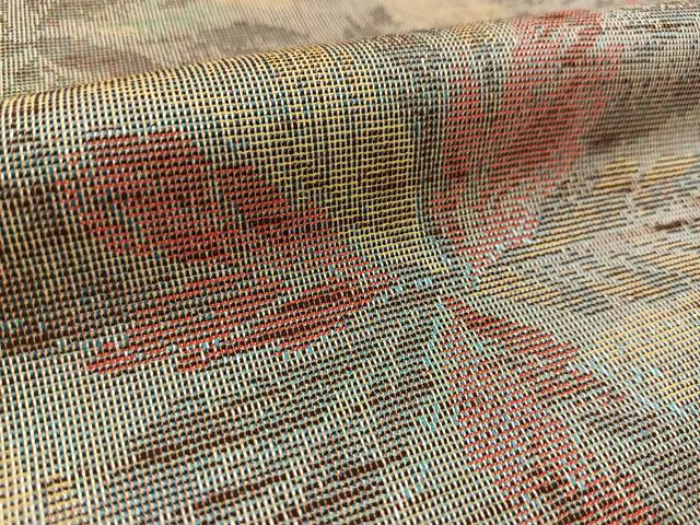 平和屋着物▽お召 単衣 草葉尽くし 未使用 BAAT9019yc