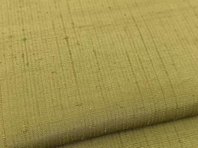 平和屋着物▽上質な紬　単衣　色無地　麹塵色　正絹　逸品　BAAT9028yc