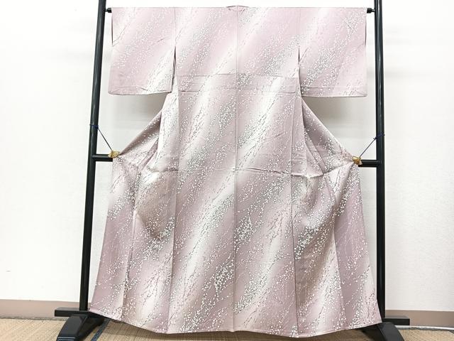 平和屋着物▽上質な小紋　単衣　枝梅文　暈し染め　正絹　逸品　BAAT9042yc_1