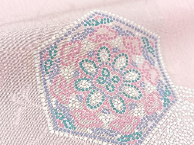 平和屋着物▽訪問着 単衣 ふくれ織 亀甲花文 正絹 逸品 BAAT9037yc