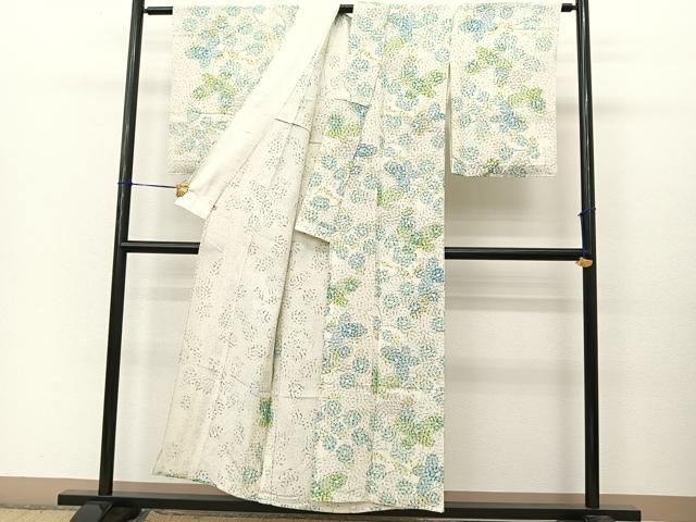 平和屋着物▽上質な小紋　単衣　花蝶文　西武百貨店扱い　正絹　逸品　BAAT9043yc_2