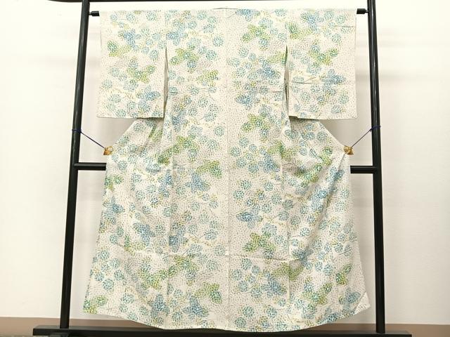 平和屋着物▽上質な小紋　単衣　花蝶文　西武百貨店扱い　正絹　逸品　BAAT9043yc_1
