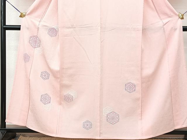 平和屋着物▽訪問着 単衣 ふくれ織 亀甲花文 正絹 逸品 BAAT9037yc