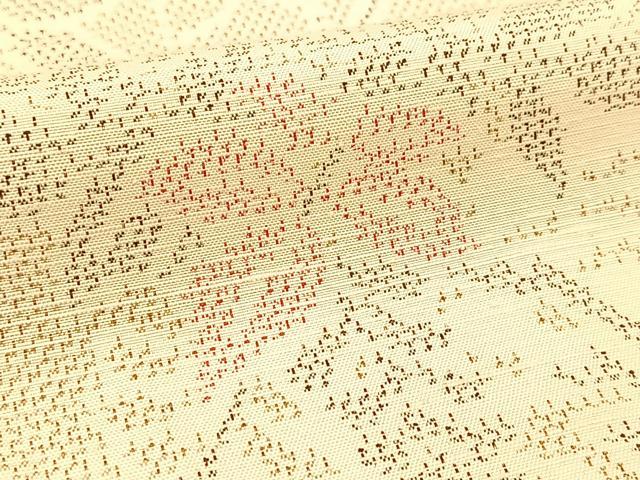 平和屋着物▽上質な紬 単衣 流水風景花文 正絹 逸品 BAAT9052yc