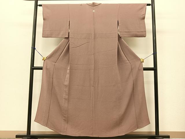 平和屋着物▽上質な色無地 単衣 鴇浅葱色 鬼しぼ縮緬