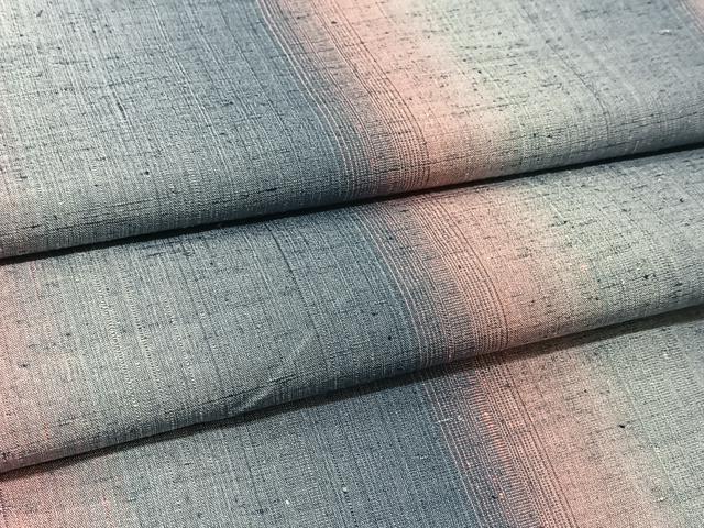 平和屋着物▽珈琲染紬　単衣　霞文　正絹　逸品　BAAT9057yc