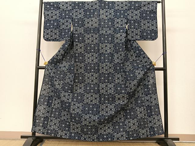 平和屋着物▽久留米絣　単衣　麻の葉文様　綿　逸品　BAAT9077yc 平和屋着物○久留米絣 単衣 麻の葉文様 綿 逸品 BAAT9077ycの通販はau