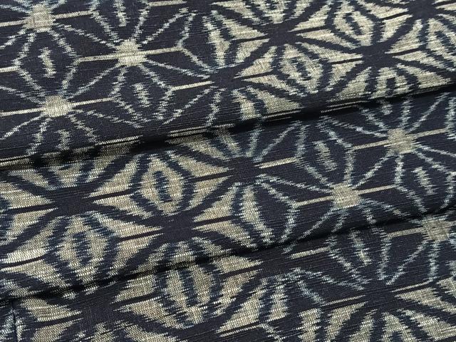 平和屋着物▽久留米絣　単衣　麻の葉文様　綿　逸品　BAAT9077yc