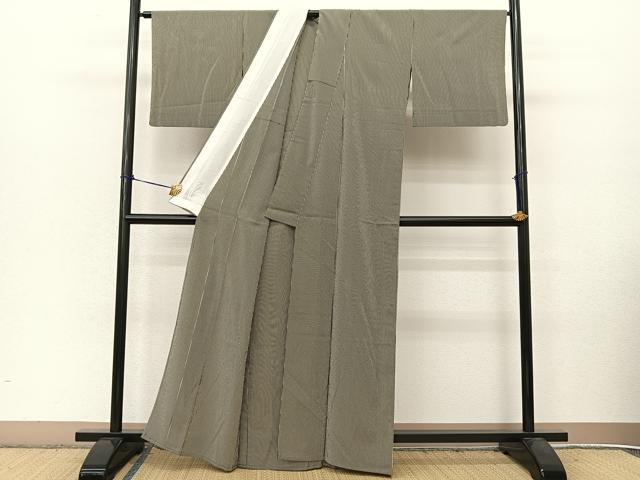 平和屋着物▽上質な小紋　単衣　縞　黒地　正絹　逸品　BAAT9071yc_2