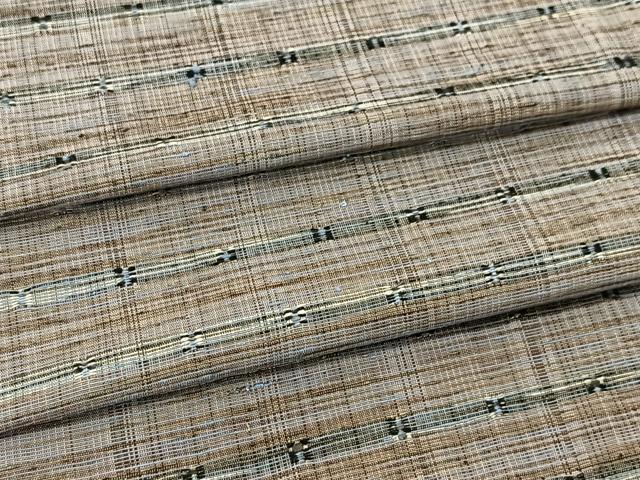 平和屋着物▽上質な紬　単衣　横段文　正絹　逸品　BAAT9085yc