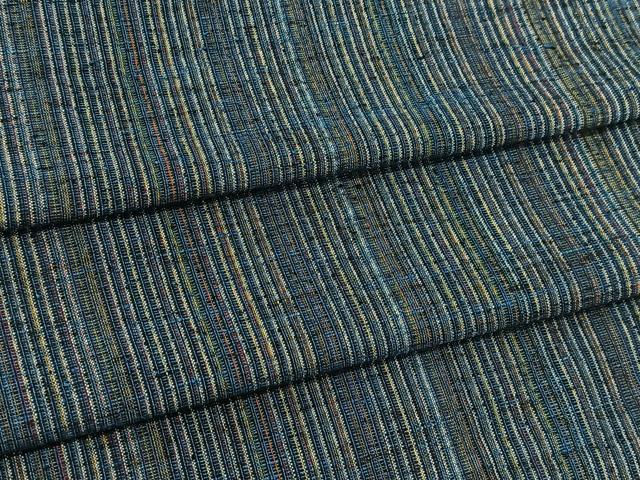 平和屋着物▽上質な紬　単衣　縞　正絹　逸品　BAAT9095yc