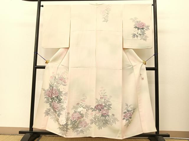 平和屋着物○本場大島紬 名匠たかし 7マルキ 草花文 証紙付き 正絹