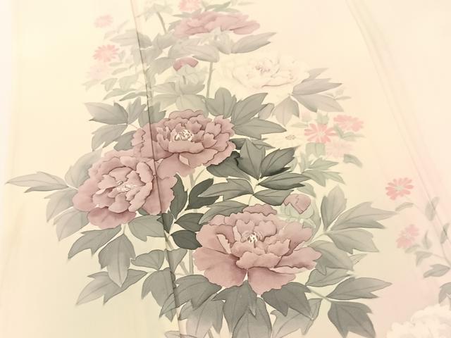 平和屋着物▽巨匠　前田華清　手描き　訪問着　単衣　手描き　草花文　暈し染め　正絹　逸品　BAAT9112yc_3