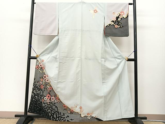 平和屋着物▽訪問着　単衣　枝梅文　金彩　洗える着物　BAAT9120yc