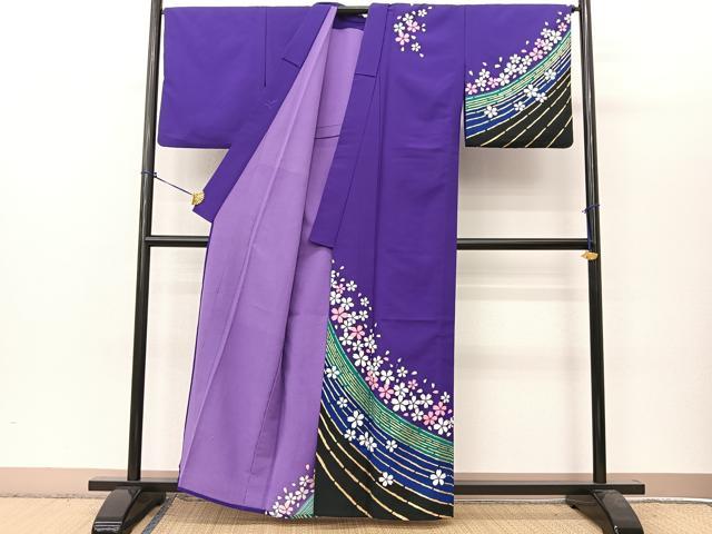 平和屋着物▽訪問着 単衣 桜散らし 金彩 洗える着物 BAAT9123yc