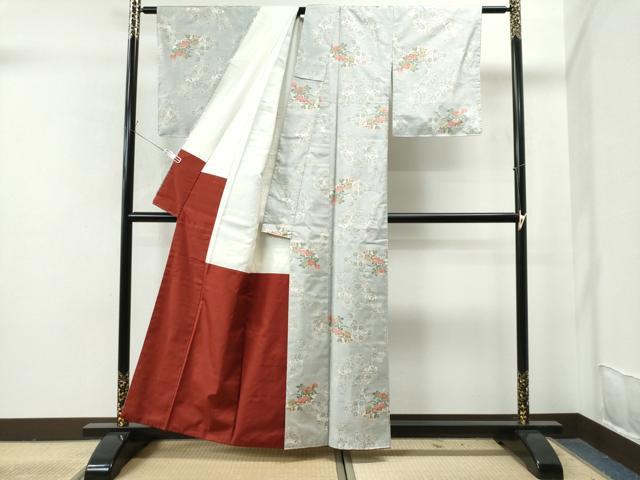 平和屋着物■本場大島紬　9マルキ　草花文　逸品　未使用　BAAK1918me 平和屋着物○本場大島紬 9マルキ 草花文 正絹 逸品 未使用 DAAV4875ud