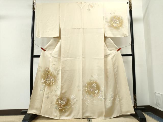 平和屋着物○訪問着 鳳凰花唐草文 紺地 暈し染め 金彩 正絹