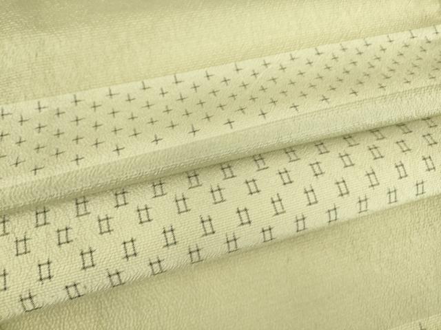 平和屋着物▽上質なお召　単衣　横段霞文　正絹　逸品　DAAS0703az