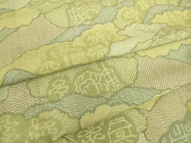 平和屋着物▽上質な紬　単衣　雲取り風景文　正絹　逸品　DAAS0704az