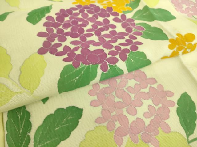 平和屋着物□極上 訪問着 無双 紗袷 紗×絽 紫陽花 あじさい 若芽