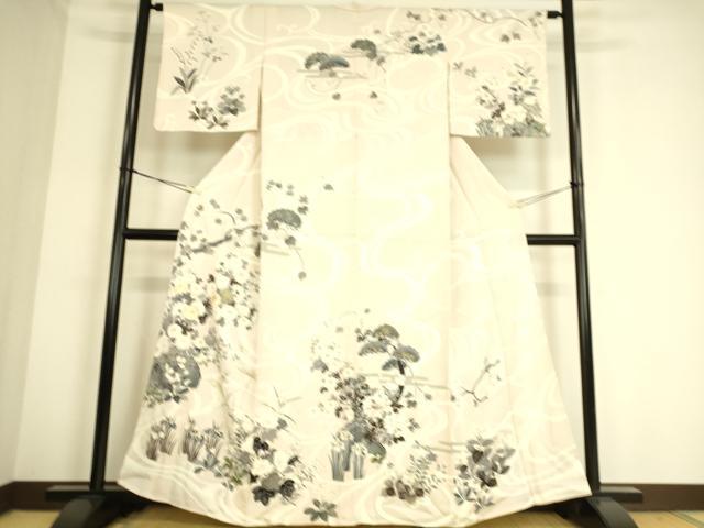 平和屋着物▽訪問着　単衣　駒刺繍　流水吉祥花文　金彩　ますいわ屋扱い　正絹　逸品　DAAS0715az