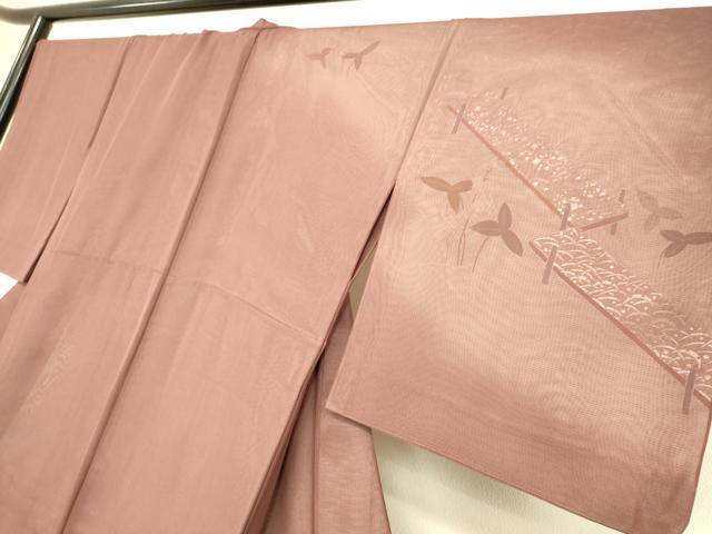 平和屋着物▽訪問着 無双 紗袷 紗×絽 流水渡橋花文