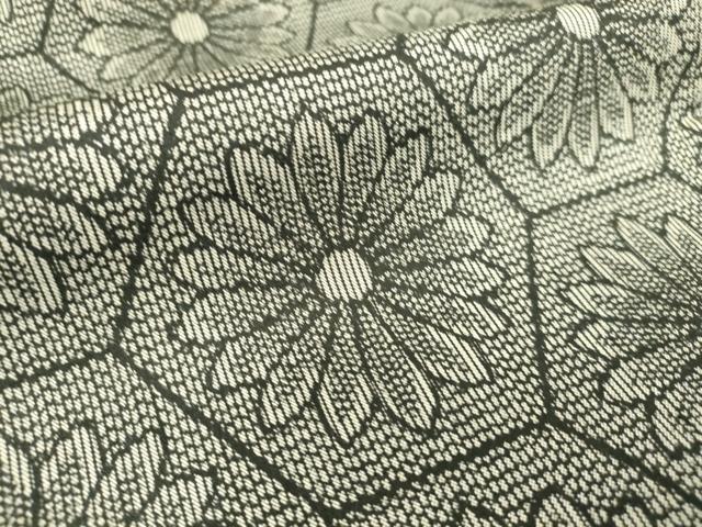 平和屋着物▽上質な紬 単衣 亀甲花文 正絹 逸品 DAAS0785az