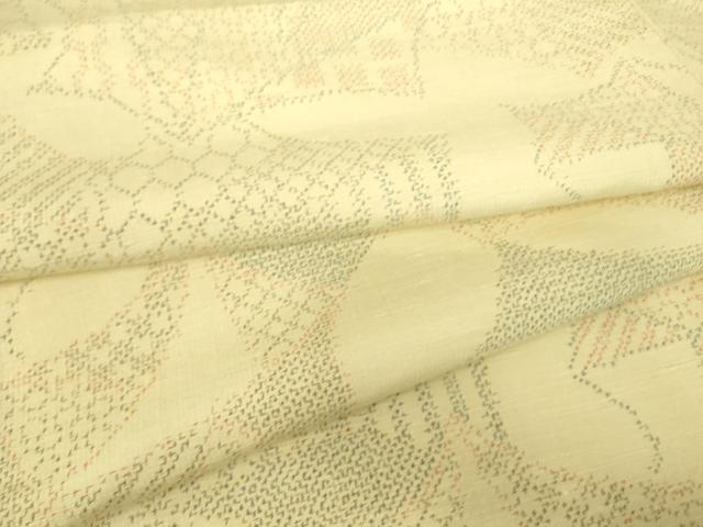 平和屋着物▽上質な紬　単衣　幾何学文　正絹　逸品　DAAS0809az