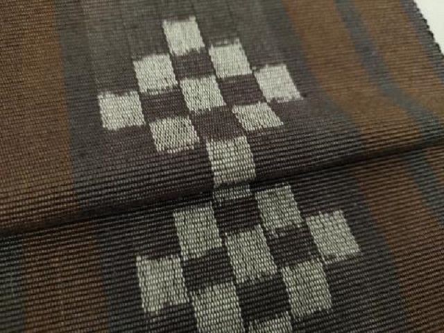 平和屋着物○沖縄県伝統工芸品 八重山ミンサー 手織り 八寸名古屋帯