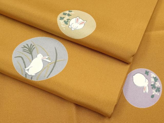 平和屋本店■上質な長襦袢　袷　兎　狐色地　逸品　未使用　CYAA2514s5