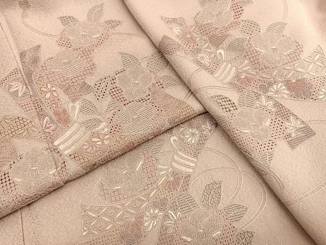 平和屋着物●中国三大刺繍　スワトウ相良刺繍　総刺繍　訪問着　束ね熨斗花文　正絹　逸品　BAAT8730hv