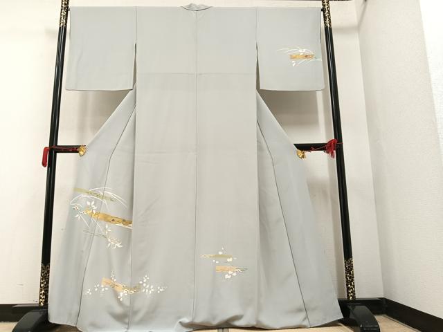 平和屋着物●訪問着　草花文　金彩　正絹　逸品　AAAW5456ph