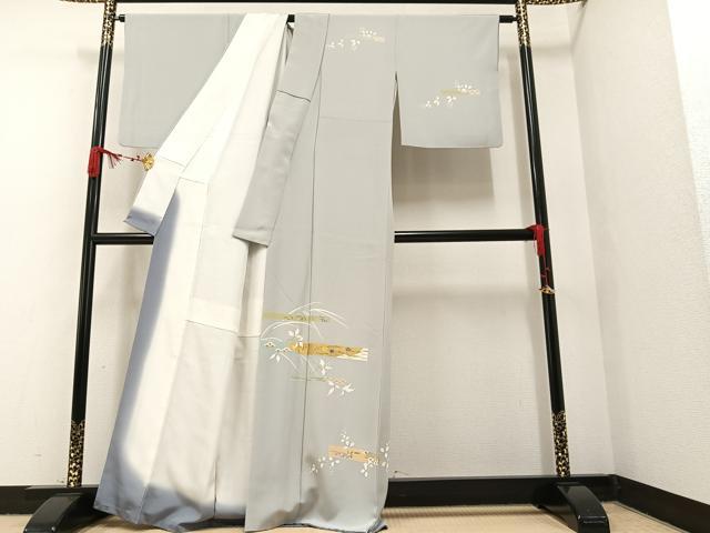 平和屋着物○訪問着 草花文 金彩 正絹 逸品 AAAW5456ph 付け下げ