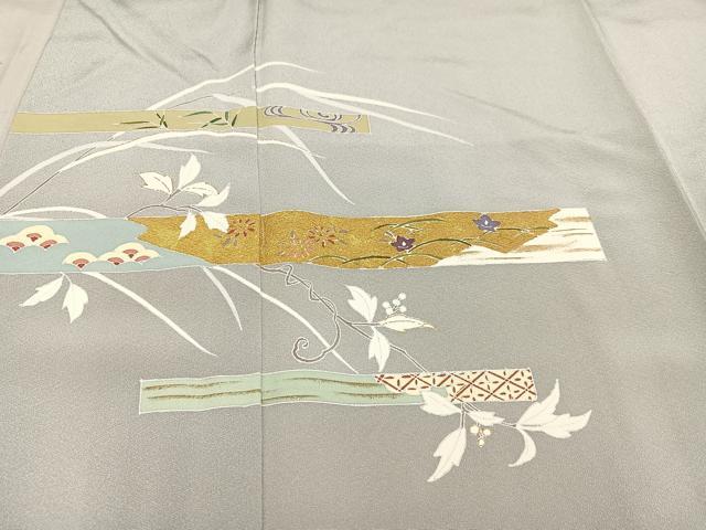 平和屋着物●訪問着　草花文　金彩　正絹　逸品　AAAW5456ph