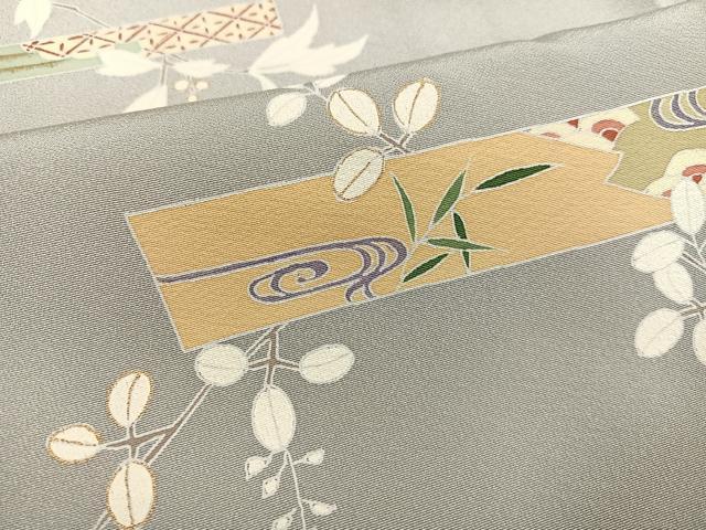 平和屋着物●訪問着　草花文　金彩　正絹　逸品　AAAW5456ph