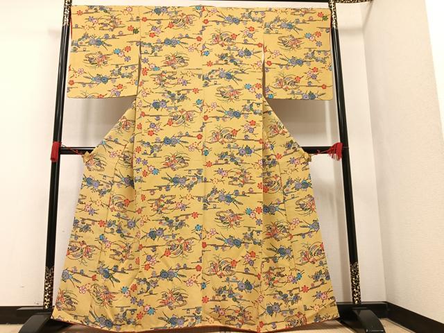 平和屋着物□上質な小紋 成り物 鬼しぼ縮緬 正絹 逸品 CAAO0537ze 平和