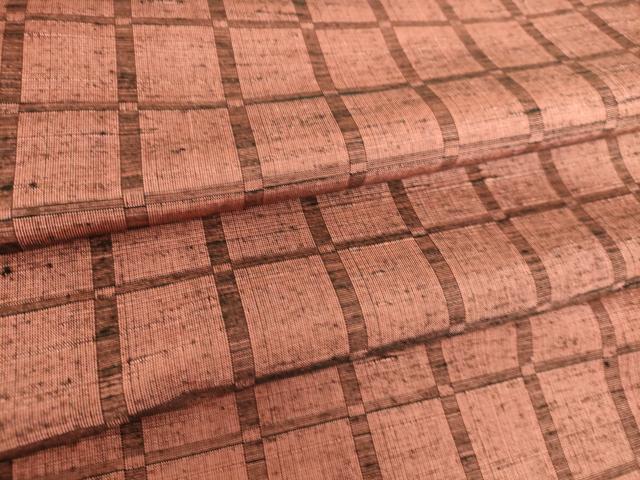 平和屋着物▽上質な紬　単衣　格子　正絹　逸品　DAAS0939az