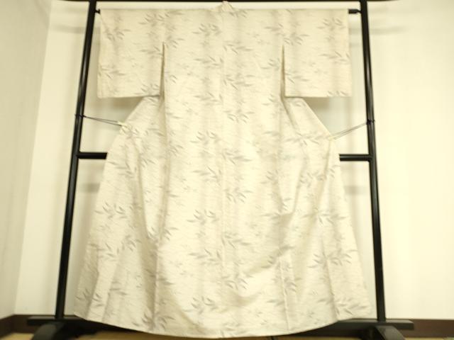 平和屋着物▽本場大島紬　白大島　単衣　草葉文　さが美扱い　正絹　逸品　DAAS0979az 平和屋着物▽本場大島紬 白大島 単衣 草葉文 さが美扱い 正絹 逸品