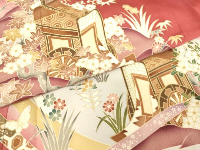 平和屋着物▽豪華色留袖　単衣　御所車花文　暈し染め　金彩　正絹　逸品　DAAS0992az