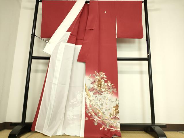 平和屋着物▽豪華色留袖 単衣 御所車花文 暈し染め 金彩