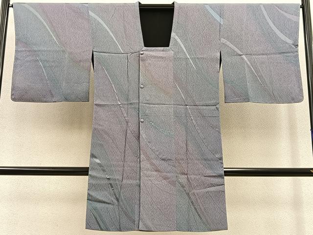 平和屋着物＃道行コート　ロング丈　リバーシブル　ふくれ織　流線文　暈し染め　反端付き　正絹　逸品　未使用　BAAT8965gt