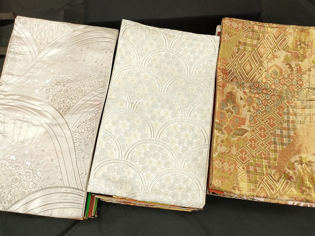 平和屋本店■袋帯 西陣 まとめて100点 向かい鶴 人物 向かい蝶 更紗 花柄 宝相華 佐竹孝機業店 佐賀錦 未使用品あり 全て正絹 se3290