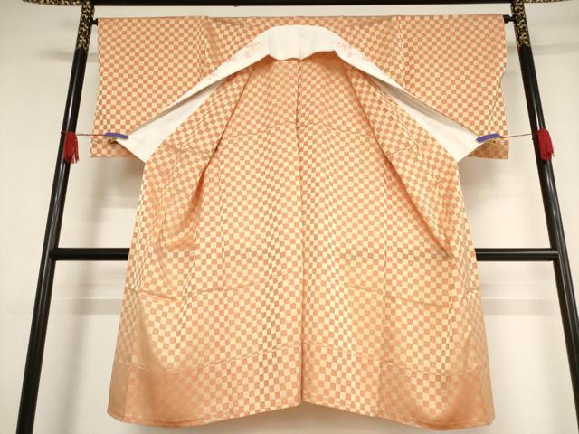 平和屋着物●長襦袢　無双仕立て　市松文様　広衿仕立て　洗える着物　AAAW5339br 平和屋着物○長襦袢 無双仕立て 市松文様 広衿仕立て 洗える着物