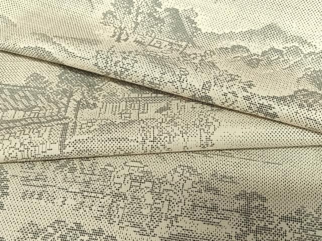 平和屋着物○本場大島紬 白大島 9マルキ 草花文 正絹 逸品