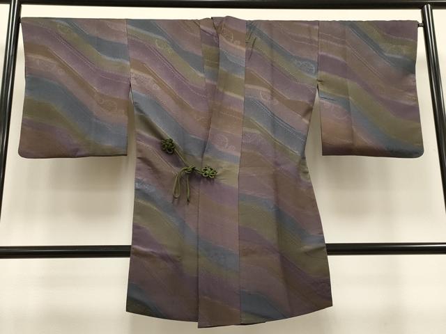 平和屋着物＃道中着　斜線文　暈し染め　ロング丈　正絹　逸品　CAAT5700id